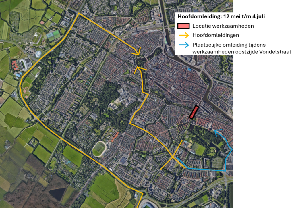 Google Maps afbeelding met omleidingsroute