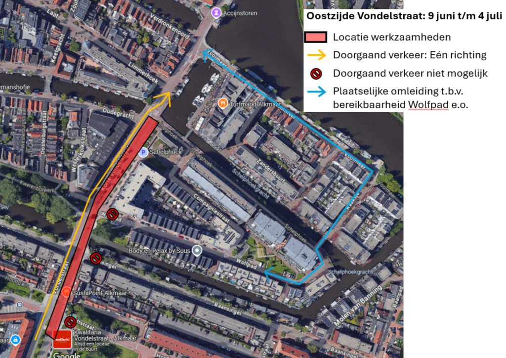 Google Maps afbeelding met omleidingsroute
