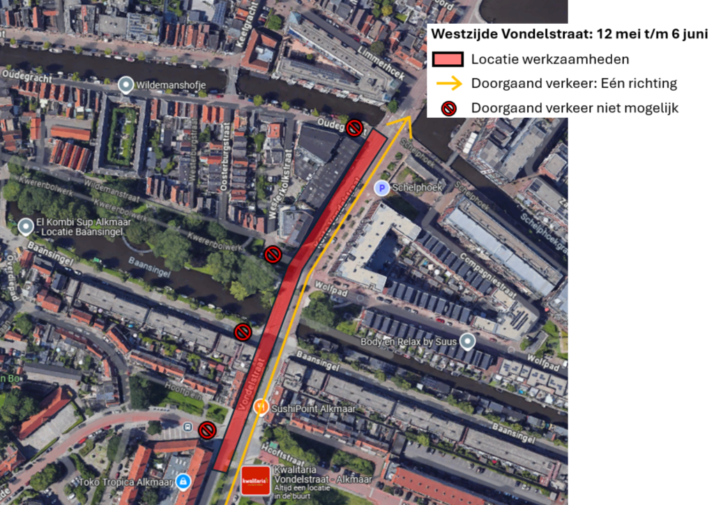 Google Maps afbeelding met omleidingsroute