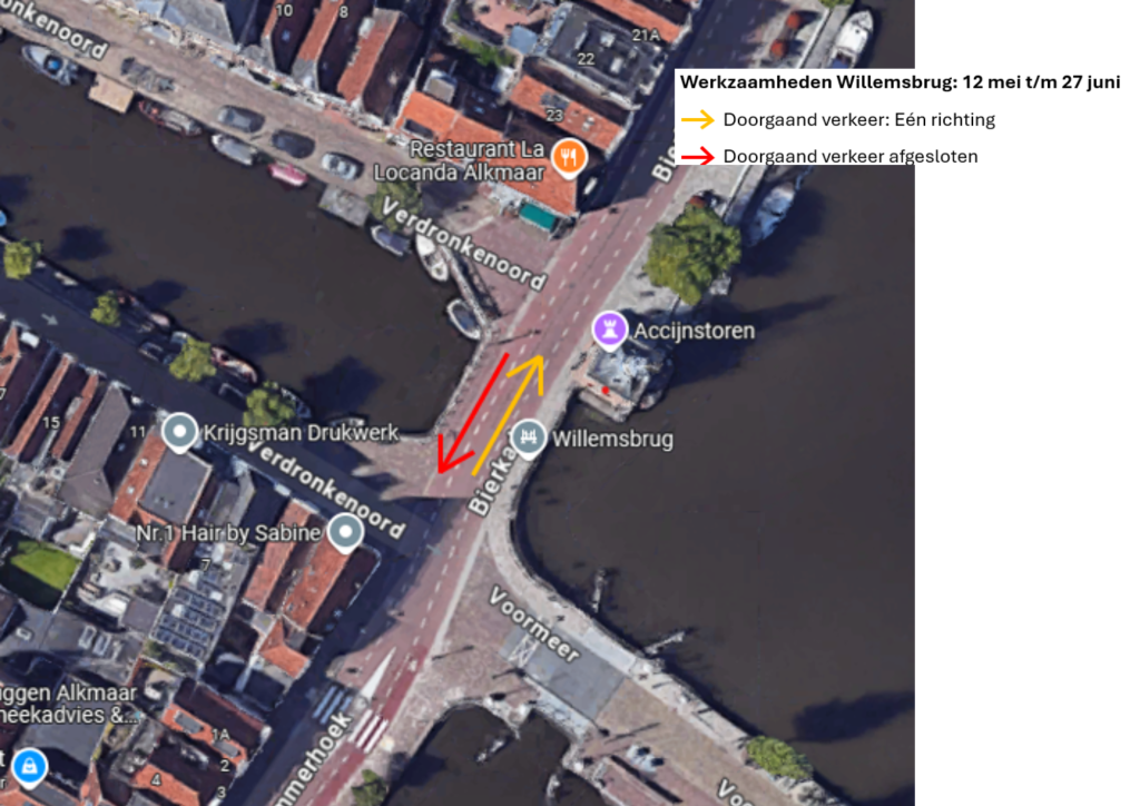 Google Maps afbeelding met omleidingsroute